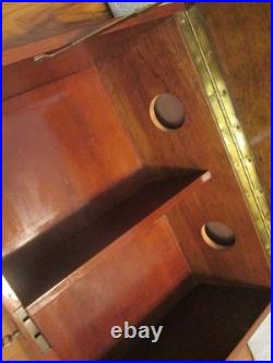 Cigar Humidor ANTIQUE HEAVY Wooden Box With KEY Brown 18x13x9 14 LBS