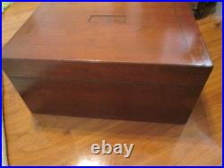 Cigar Humidor ANTIQUE HEAVY Wooden Box With KEY Brown 18x13x9 14 LBS