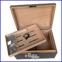Cigar Humidor Black White Dots Cigar Box Real Cedar Wood, Luxury Humidor Gift