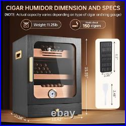 Cigar Humidor Box 100 Ct Spanish Cedar Wood Hygrometer 3 Humidifiers Black Cigar Humidor Box 100 Ct Spanish Cedar Wood Hygrometer 3 Humidifiers Black