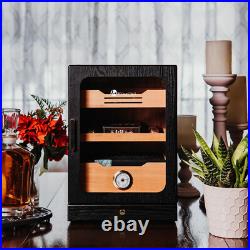 Cigar Humidor Box 100 Ct Spanish Cedar Wood Hygrometer 3 Humidifiers Black Cigar Humidor Box 100 Ct Spanish Cedar Wood Hygrometer 3 Humidifiers Black
