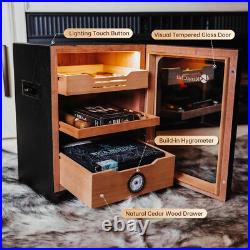 Cigar Humidor Box 100 Ct Spanish Cedar Wood Hygrometer 3 Humidifiers Black Cigar Humidor Box 100 Ct Spanish Cedar Wood Hygrometer 3 Humidifiers Black
