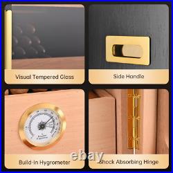 Cigar Humidor Box 100 Ct Spanish Cedar Wood Hygrometer 3 Humidifiers Black Cigar Humidor Box 100 Ct Spanish Cedar Wood Hygrometer 3 Humidifiers Black