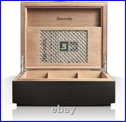 Cigar Humidor Box 50 Capacity Macassar Ebony Matte