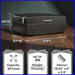 Cigar Humidor Box 50 Capacity Macassar Ebony Matte