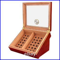 Cigar Humidor Box Cedar Wood Luxury Case With Humidifier Hygrometer 20-30 Cigars