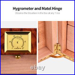 Cigar Humidor Box Humidifier Cedar Hygrometer Case Wood 3 Layers Storage Travel
