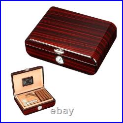 Cigar Humidor Box Humidifier Hygrometer Cedar Wood Case Holder for 25-50 Cigars