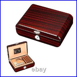 Cigar Humidor Box Humidifier Hygrometer Cedar Wood Case Holder for 25-50 Cigars