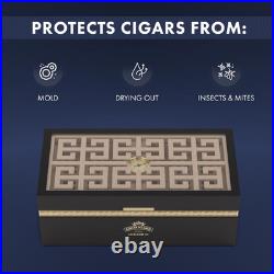 Cigar Humidor Box Large with Hygrometer Excelsium 100 Premium 100% Spanish Ce