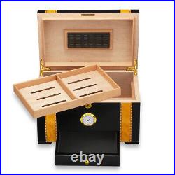 Cigar Humidor Box Wood Spanish Cedar Cabinet Luxury With Hygrometer Humidifier