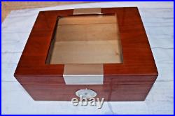 Cigar Humidor Box Wood With Glass & Cedar Hygrometer Cigar Humidor Box Wood With Glass & Cedar Hygrometer