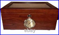 Cigar Humidor Box Wood With Glass & Cedar Hygrometer