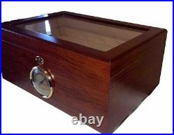 Cigar Humidor Box Wood With Glass & Cedar Hygrometer