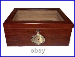 Cigar Humidor Box Wood With Glass & Cedar Hygrometer