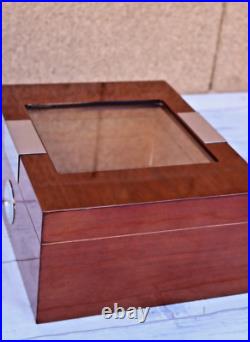 Cigar Humidor Box Wood With Glass & Cedar Hygrometer Cigar Humidor Box Wood With Glass & Cedar Hygrometer