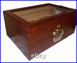 Cigar Humidor Box Wood With Glass & Cedar Hygrometer