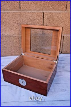 Cigar Humidor Box Wood With Glass & Cedar Hygrometer Cigar Humidor Box Wood With Glass & Cedar Hygrometer