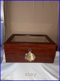 Cigar Humidor Box Wood With Glass & Cedar Hygrometer