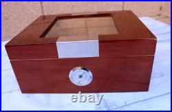 Cigar Humidor Box Wood With Glass & Cedar Hygrometer Cigar Humidor Box Wood With Glass & Cedar Hygrometer