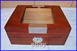 Cigar Humidor Box Wood With Glass & Cedar Hygrometer Cigar Humidor Box Wood With Glass & Cedar Hygrometer