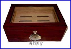 Cigar Humidor Box Wood With Glass & Cedar Hygrometer Nice Cigar Humidor Box Wood With Glass & Cedar Hygrometer Nice