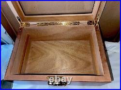 Cigar Humidor Box Wood With Glass & Cedar Hygrometer Nice