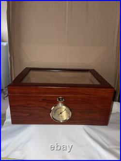 Cigar Humidor Box Wood With Glass & Cedar Hygrometer Nice Cigar Humidor Box Wood With Glass & Cedar Hygrometer Nice