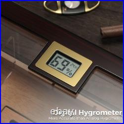 Cigar Humidor Box with LED Lighting for 100-120 Cigars, Desktop Cigar Holder