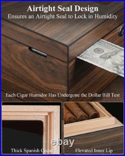 Cigar Humidor Box with Ventilation Grid Holds up to 120 Cigars, Spanish Cedar