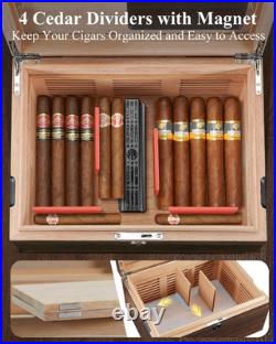 Cigar Humidor Box with Ventilation Grid Holds up to 120 Cigars, Spanish Cedar