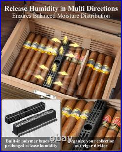 Cigar Humidor Box with Ventilation Grid Holds up to 120 Cigars, Spanish Cedar