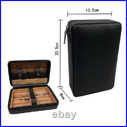 Cigar Humidor Boxes Leather Cedar Wood Smoking Travel Storage Case 13.5x8x20.5cm
