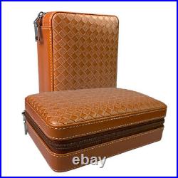 Cigar Humidor Boxes Leather Cedar Wood Smoking Travel Storage Case 13.5x8x20.5cm