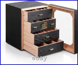 Cigar Humidor Cabinet, 150 Count Desktop Cigar Storage Box with 4 Removable Spa