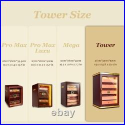 Cigar Humidor Cabinet 500 Count Triple Light Digital Hygrometer Ebony Desktop