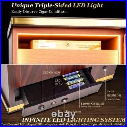 Cigar Humidor Cabinet 500 Count Triple Light Digital Hygrometer Ebony Desktop