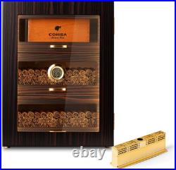 Cigar Humidor Cabinet, Desktop Cigar Gift for Men Holds 150 Counts with Adjustab