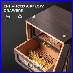 Cigar Humidor Cabinet, Desktop Cigar Gift for Men Holds 150 Counts with Adjustab