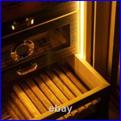 Cigar Humidor Cabinet, Desktop Cigar Gift for Men Holds 150 Counts with Adjustab
