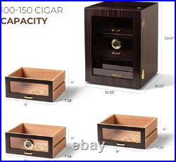 Cigar Humidor Cabinet, Desktop Cigar Gift for Men Holds 150 Counts with Adjustab