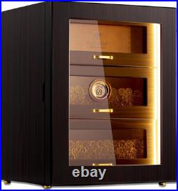 Cigar Humidor Cabinet, Desktop Cigar Gift for Men Holds 150 Counts with Adjustab