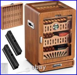 Cigar Humidor Cabinet, Desktop Cigar Humidor Glass Top, Cigar Gift for Men, with