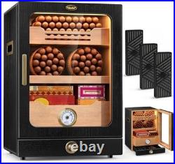 Cigar Humidor Cabinet, Desktop Cigar Humidor Glass Top, Cigar Gift for Men, with