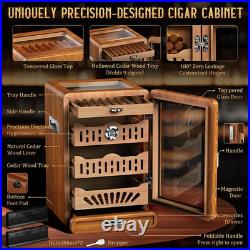 Cigar Humidor Cabinet, Desktop Cigar Humidor Glass Top, Cigar Gift for Men, with