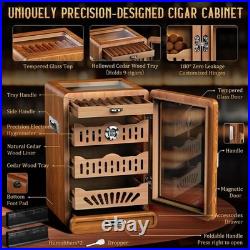 Cigar Humidor Cabinet, Desktop Cigar Humidor Glass Top, Cigar Gift for Men, with