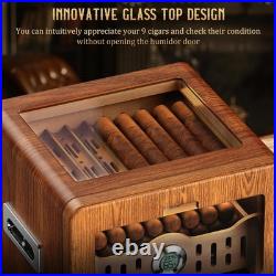 Cigar Humidor Cabinet, Desktop Cigar Humidor Glass Top, Cigar Gift for Men, with