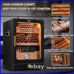Cigar Humidor Cabinet, Desktop Cigar Humidor Glass Top, Cigar Gift for Men, with