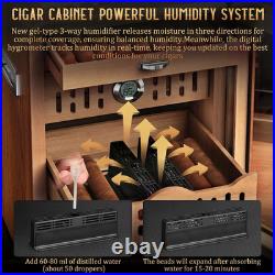Cigar Humidor Cabinet, Desktop Cigar Humidor Glass Top, Cigar Gift for Men, with