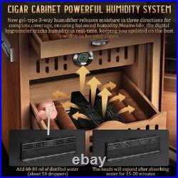 Cigar Humidor Cabinet, Desktop Cigar Humidor Glass Top, Cigar Gift for Men, with